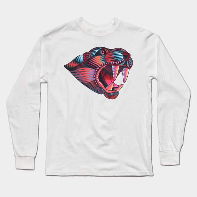 Mexican jaguar hand drawn vector illustration Long Sleeve T-Shirt by bernardojbp